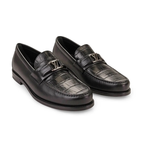 Louis Vuitton Other - Louis Vuitton Black Crocodile Upper Major Loafers size 7.5